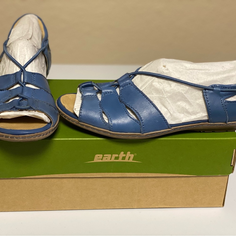 Earth Blue Casual Sandals with Slingback Design